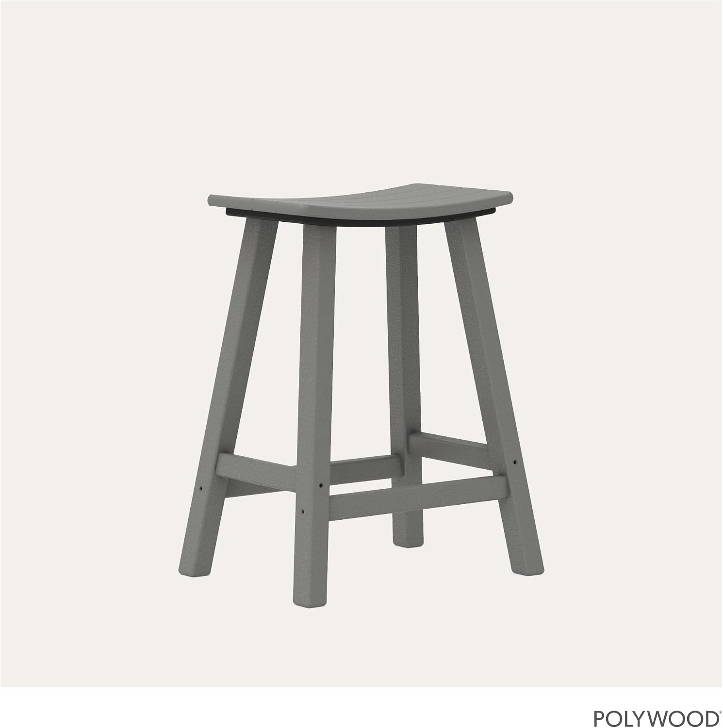 Polywood Outdoor Bar Stools - All-Weather 24 Inch Counter Height Outdoor Patio Bar Stools - Heavy Duty HDPE - Classic Curved Chairs for Pool, Deck