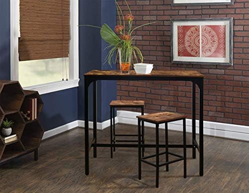 VEIKOU 47'' Industrial Bar Height Table, High Pub Table with Adjustable Legs and Sturdy Metal Frame, Rustic Brown