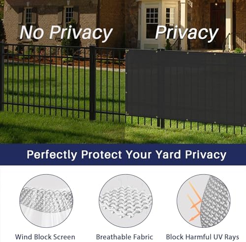 Windscreen4less Privacy Fence Screen 6' x 12' Heavy Duty Windscreen Fencing Mesh Fabric Shade Net Cover for Outdoor Wall Garden Yard Pool Deck, Black
