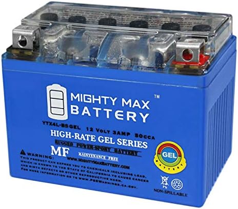 Mighty Max Battery YTX4L-BS GEL - 12 Volt 3 AH, GEL Type, 50 CCA, Rechargeable Maintenance Free SLA AGM Motorcycle Battery