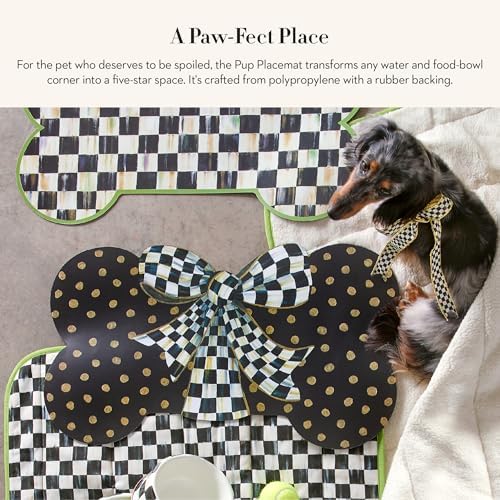 MACKENZIE-CHILDS Pup Placemat, Black-and-White Courtly Bow