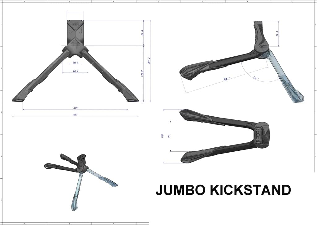 Ursus Jumbo 28 Double Leg Stand 300 mm with Plate and Screw Black
