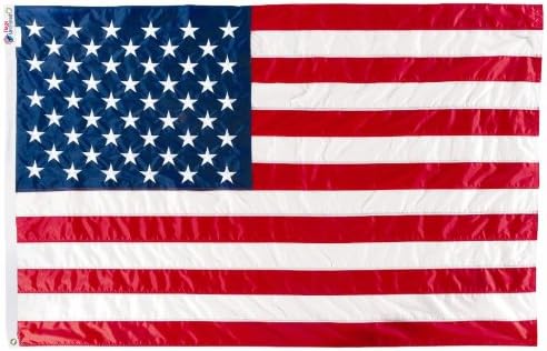6x10 FT US American Flag Nylon Embroidered & Sewn Stripes US Made