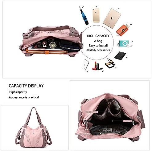 Purses and Handbags Women Fashion Tote Bag Shoulder Bags Top Handle Satchel Purses Washed Synthetic Leather Handbag