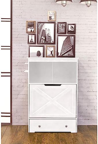 Windsor Pet Feeders with storage - dog bowl stand, pet feeder station, White 13.78?D x 24.02?W x 35.04?H