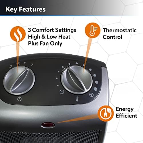 Lasko Portable Indoor Ceramic Space Heater - 9” - 754201 - Dark Gray