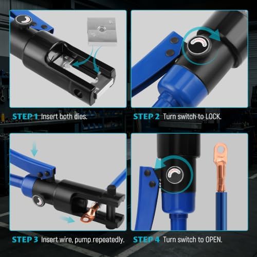 Lichamp Hydraulic Cable Crimping Tool Set 6 AWG to 4/0 AWG Terminal Crimper