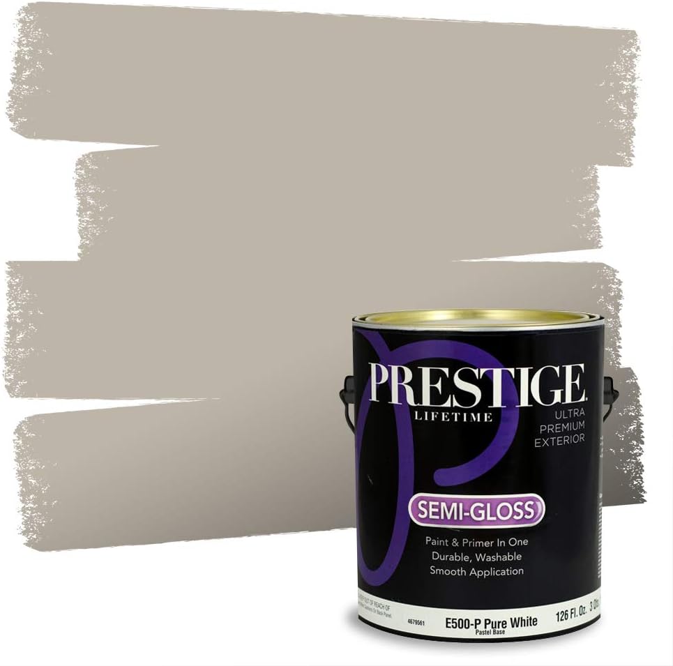 PRESTIGE Paints Exterior Paint and Primer In One, 1-Gallon, Flat, Comparable Match of Sherwin Williams* Grizzle Gray*