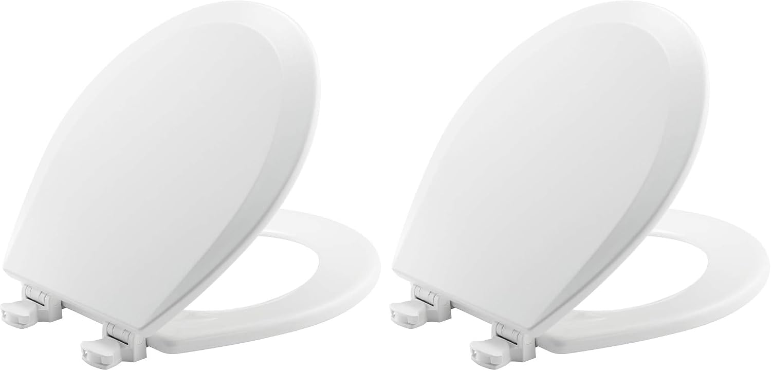 Bemis 1500EC 390 Lift-Off Wood Elongated Toilet Seat, Cotton White (Pack of 1) | Durable enameled wood resists chipping & scratching, fits all standard elongated toilets, Made in USA, 1500EC 390