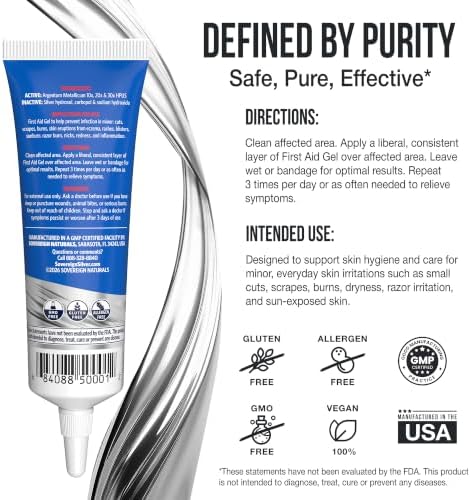 Sovereign Silver Colloidal Silver Gel, Wounds & Burns, 2 fl oz (59 mL) | Argentum Metallicum Topical Skin Care for Minor Skin Infections