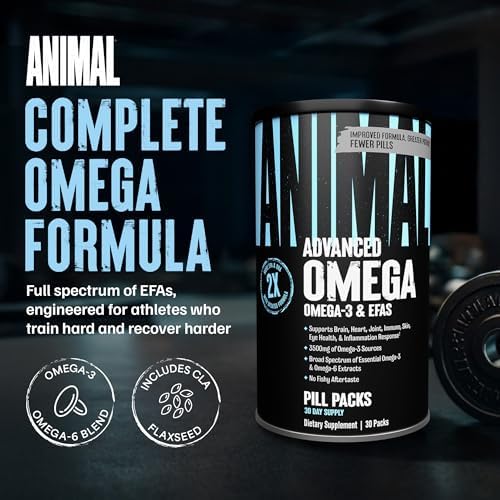 Animal Advanced Omega 3 Fatty Acids - 3500mg EPA DHA Fish Oil Omega 3 Supplement for Women & Men High Potency Blend with CLA GLA ALA for Brain Skin