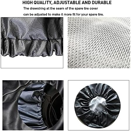 Spare Tire Cover Fit for Your SUV, Jeep, RV, Trailer, Truck, Waterproof Dust-Proof PVC Leather Tire Covers (15 inch for Diameter 27.56” - 29.53”)