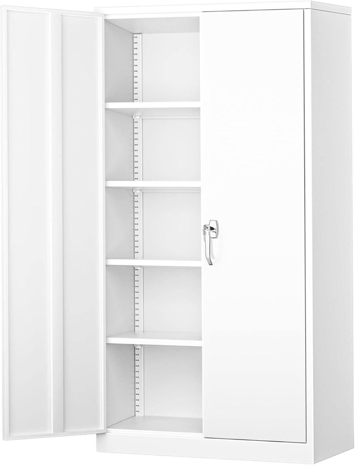 Greenvelly Steel SnapIt Storage Cabinet, 72" Locking Metal Garage Storage Cabinet with 4 Adjustable Shelves, 2 Doors and Lock for File, Office, Garage