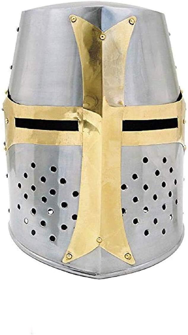 Medieval Warrior Templar Crusader Knights Helmet Wearable for Adult Medieval Costumes