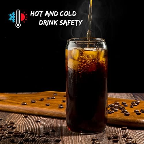 20 Oz Drinking Glasses - 6 Pcs Glass Cups with Bamboo Lids and Straws | Food-grade durable clear tumbler, Coffee bar accessories, Aesthetic gift