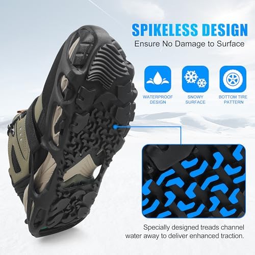 Spikeless Ice Cleats Roofing Shoe Covers Anti-Slip Rubber Traction Overshoes for Metal Roof Wet Floors Wood Deck Snow Work Boots Unisex for Roofers Construction Warehouse Workers