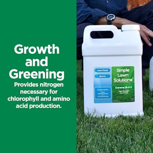 Maximum Green & Growth Fertilizer High Nitrogen 28-0-0 Liquid Lawn Food Spray Spring & Summer- Any Grass Type- Simple Lawn Solutions - Concentrated Quick & Slow Release Attached Sprayer (32 Ounce)