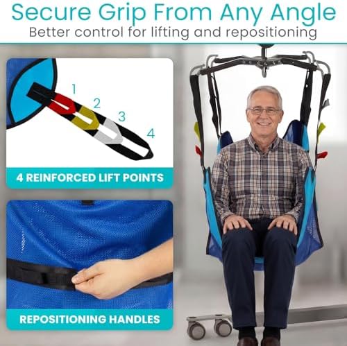 Vive Patient Lift Sling with Opening (400lb Capacity) - Lifting Aid Straps