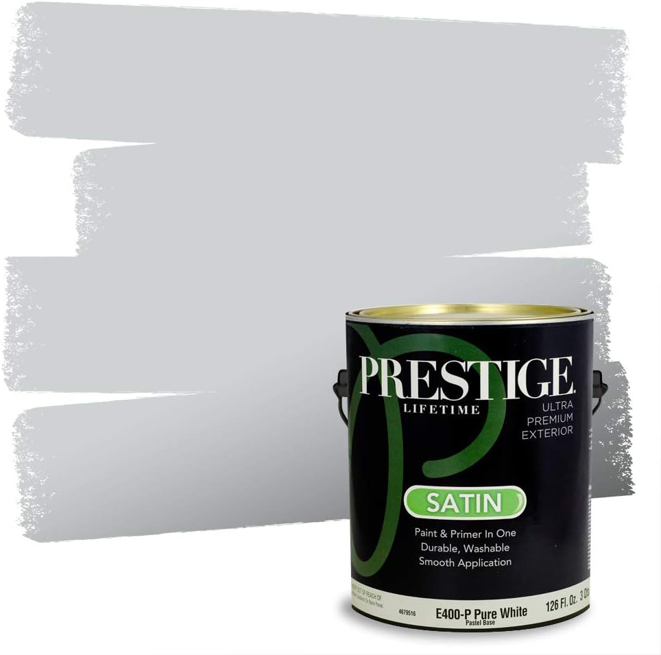 PRESTIGE Paints Exterior Paint and Primer In One, 1-Gallon, Satin, Comparable Match of Sherwin Williams* Tricorn Black*