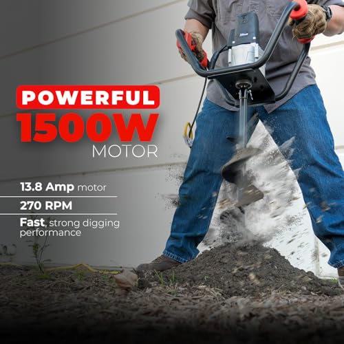 XtremepowerUS 1500W Electric Post Hole Digger Earth Auger with Reverse Function Dig Hole Fence Post Hole Digging
