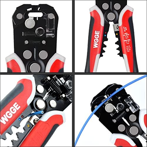 WGGE WG-014 Self-Adjusting Insulation Wire Stripper. For stripping wire from AWG 10-24, 3 in 1 Automatic Wire Stripping Tool/Cutting Pliers Tool