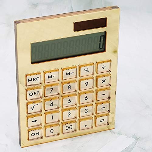 Acrylic Calculator with Stand, Battery and Solar Hybrid Powered Basic Calculator 12-Digit LCD Display,Home Office Desktop Accessories(Silver)