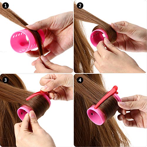 Blulu 72-Piece Multicolor Magnetic Rollers Set with 54 Hair Rollers, 18 Duck Teeth Bows, and Hair Clips - Hairdressing Curlers Tools for Men and Women