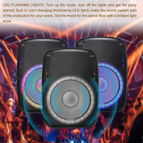Portable 15-Inch Amplified PA DJ Speaker System | Support Bluetooth USB SD Playback FM Radio LED Light Remote Speaker Stand Suitable For Church Live
