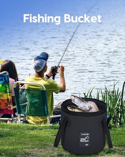 Luxtude Collapsible Bucket with Handle, Portable 5 Gallon Bucket for Camping, Fishing, Beach, Gardening, RV & Outdoor Emergency