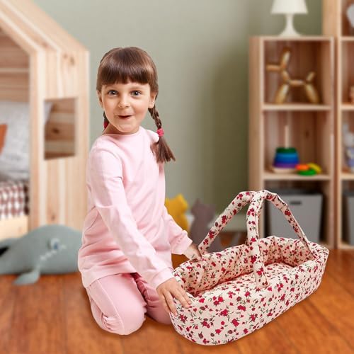 Baby Doll Stroller Play Set, 3-in-1 Babydoll Stroller with Removable Bassinet Baby Carriage for Dolls Toy Doll Stroller for Toddlers 3-4 Years,