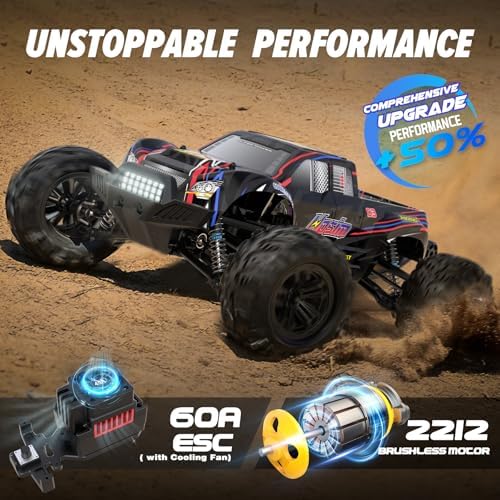 Hosim 1:10 Brushless RC Cars for Adults & Boys, 60+ KMH Remote Control Car | 4WD Off Road Monster Truck, Waterproof All-Terrain RC Truck