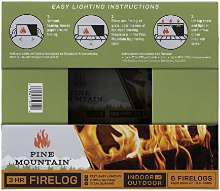 Pine Mountain 100% Natural Classic Firelog, 3-Hour Burn Time, 6 Logs, Green