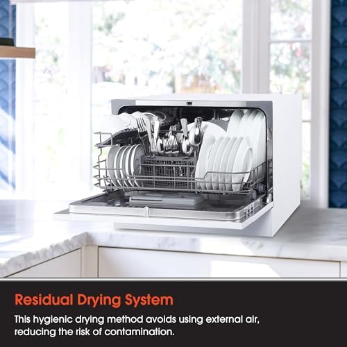 Magic Chef Compact Countertop Dishwasher, Portable Mini Dish Washing Machine for Kitchen Counter, 6 Plate Washer Capacity