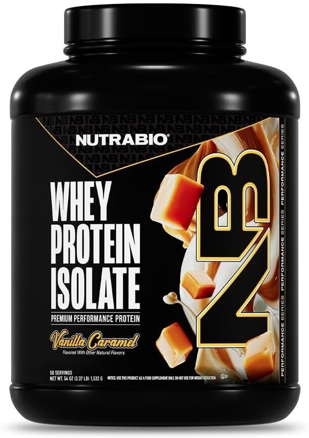 NutraBio 100% Whey Protein Isolate Protein Powder, 25g Protein with Complete Amino Acid Profile, Non-GMO, Soy & Gluten Free, Low Carb, Low Calorie Whey Protein Powder, Raw Unflavored, 20 Servings