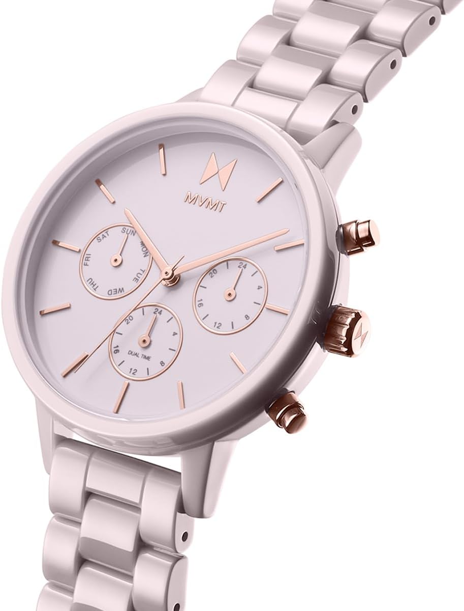MVMT Nova - Dual Timezone Women’s Wristwatch - Minimalist Dress - 3 ATM/30 Meters Water-Resistant Timepiece - Interchangeable Bands - 38mm