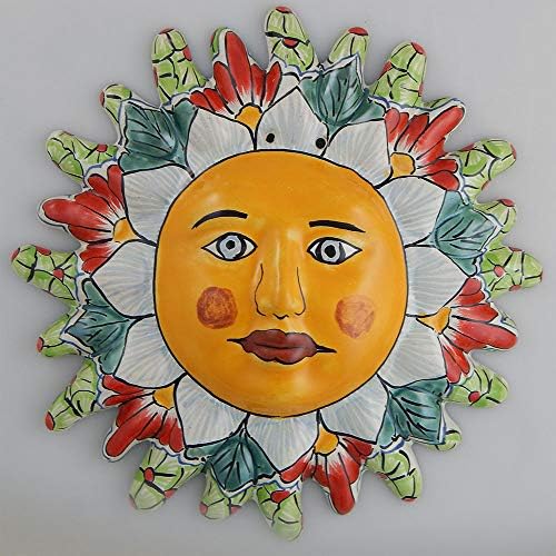 COLOR Y TRADICIÓN Mexican Talavera Ceramic Sun Face Wall Decor Hanging Pottery Folk Art # 09