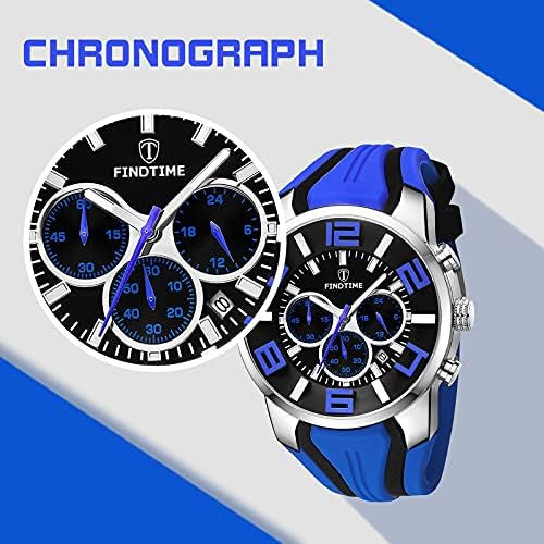 findtime Mens Sport Watches for Men Reloj para Hombre Colorful Cool Unique Analog Stylish Wrist Watch Chronograph for Running Training Stopwatch