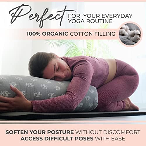 Y O GAYO Yoga Bolster - Made with 100% Cotton, Yoga Pillow Set Includes Extra Washable Cover and Carry Bag
