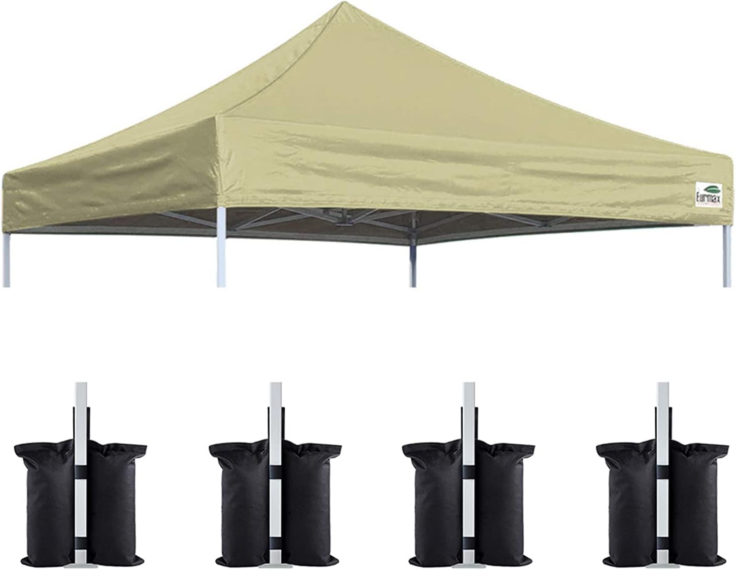 Eurmax USA 10x10 Pop Up Canopy Replacement Top,Universal Instant Canopy Cover ONLY,Heavy Duty UPF 50+ UV Protection,Water & Wind Resistant Tarp,30+ Colors Available,Bonus 4 Sand Bags (White)