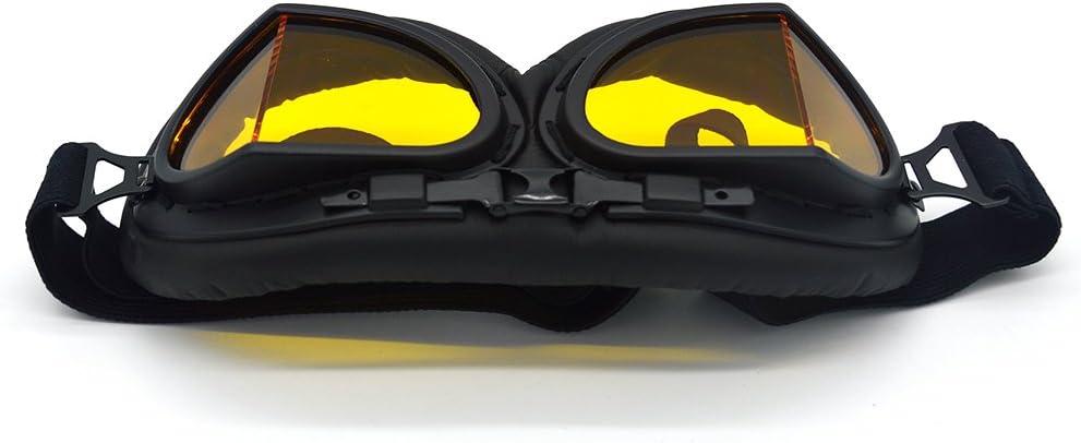 Motorcycle Goggles Anti Fog&Wind&Dust&Sand Aviator Pilot Motocross | Dirt Bike Atv Riding Goggles with Yellow Lens,Fit Over Glasses or Helmet