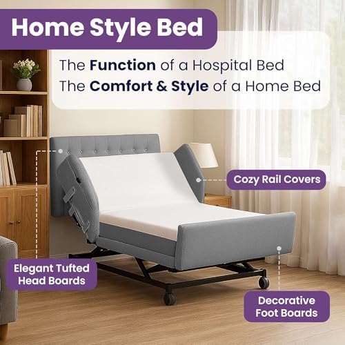 Customize Your Own Adjustable Hospital Bed for Home Use with Gel Memory Foam Mattress -Bariatric Queen Size Home Style Full Electric Medical Bed