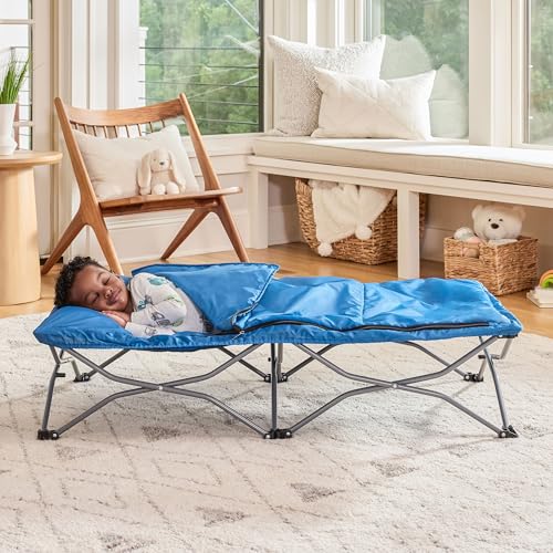 Regalo My Cot Deluxe Portable Toddler Bed, Indoor/Outdoor Kids Nap Cot with Sleeping Bag & Pillow, Lightweight Folding Travel Design for Home, Daycare