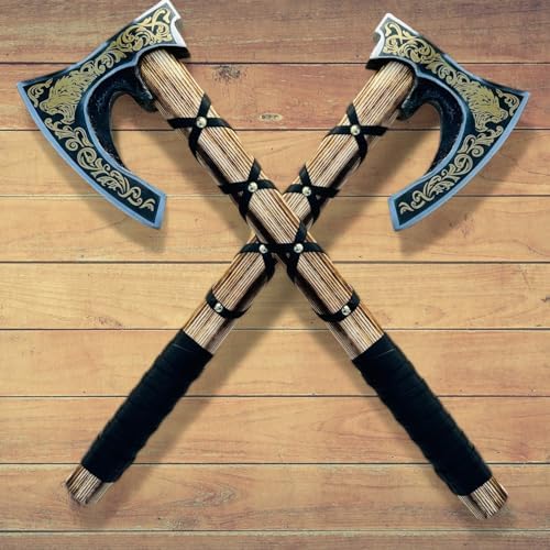 Poshland AX-7000 Custom Gift Forged Carbon Steel Viking Axe with Rose Wood Shaft, Viking Bearded Camping Axe
