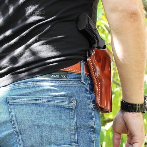 Masc Premium Leather OWB Paddle Holster for with Thumb Break Fits, GP-100 4.2-inch, Brown #1033#