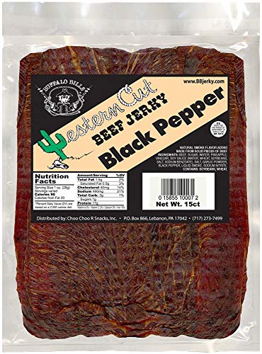 Buffalo Bills 18 Oz Sweet & Spicy Western Cut Beef Jerky, 15 Slabs Per Bag | USDA Inspected, Thin-Sliced, A Little Dry, 100% US Beef , 8" X 4" Slabs, Western-Style Jerky,Protein-Rich Meat Snacks