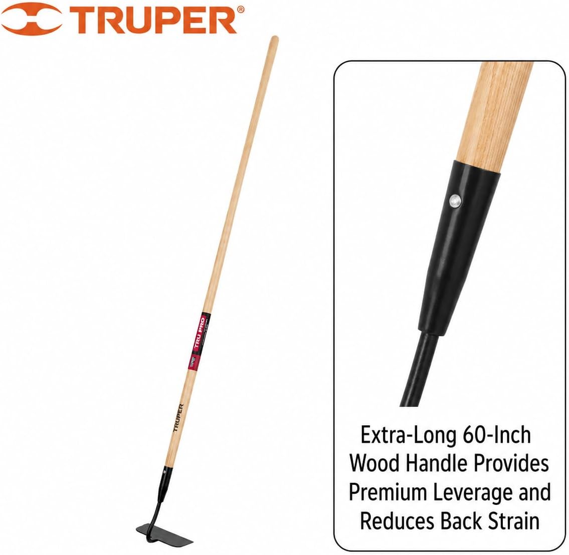 Truper Green Built Welded Garden Hoe, 6-Inch Head, 48-Inch Wood Handle (Model ATJ-PE / 30003)