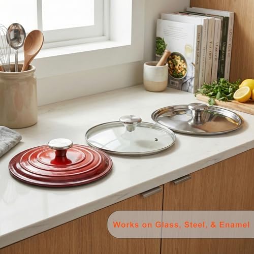 HUASAI Stainless Steel Replacement Handle compatible with Le Creuset,Aldi,Lodge, and other Enameled Cast-Iron Dutch Oven