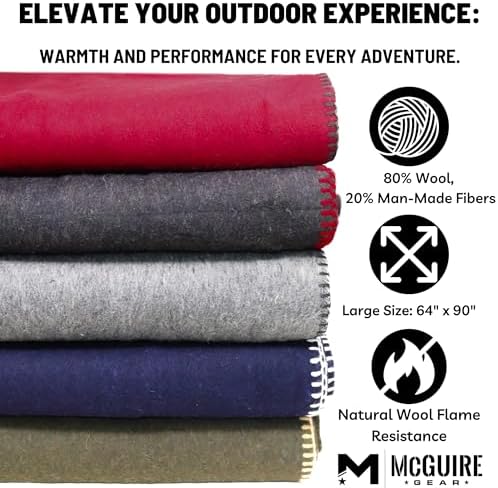 M MCGUIRE GEAR Heavy Duty Wool Blanket, Survival, Emergency, and First Aid Use – Mil-Spec, Fire Retardant