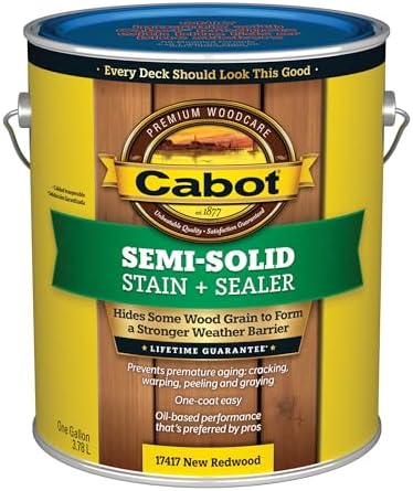 Cabot Semi-Solid Wood Stain + Sealer, Low VOC, New Redwood, Gallon