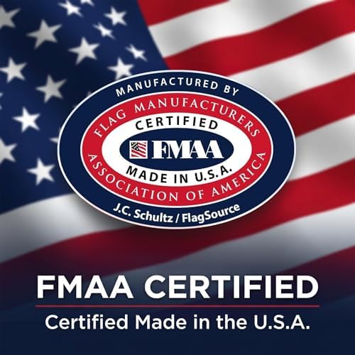 American Flag with Embroidered Stars and Sewn Stripes, Polyester - 6x10 ft | FMAA Certified PolyExtra Polyester Material, Heavy Duty Fade-Resistant American Flag for Outdoor or Indoor Use, Made in USA